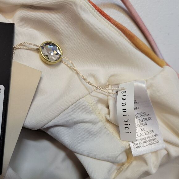 Gianni Bini x DANNIJO Paloma Ombre Tie Strap One Piece Swimsuit Rainbow Stripe - Picture 11 of 15